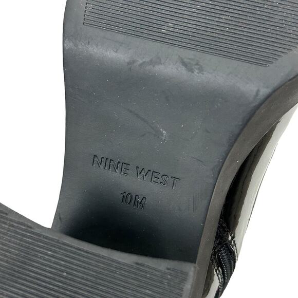 Nine West Black Faux Patent Leather Platform Zip Boots 10 - Picture 6 of 6